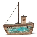 Large Turquoise Trawler Boat 11"