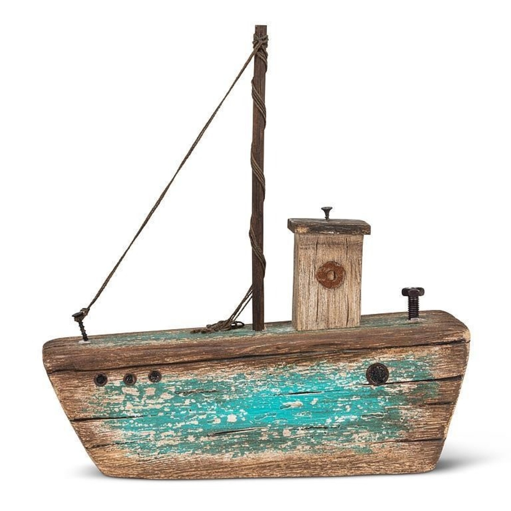 Large Turquoise Trawler Boat 11"