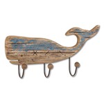 Large Rustic Whale Triple Wall Hook