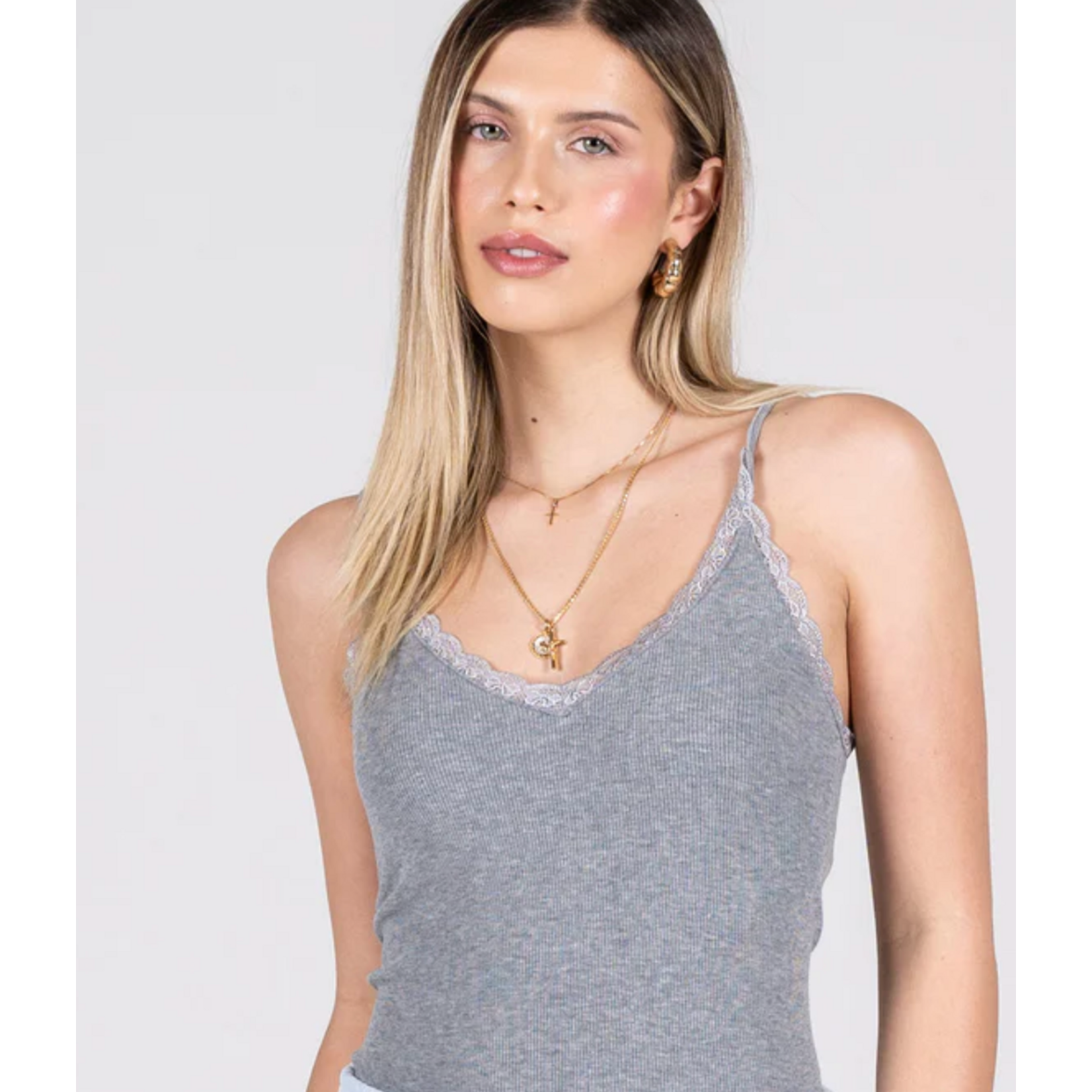 C'est Moi CEBT1004 - Bamboo Tank with Lace Trim