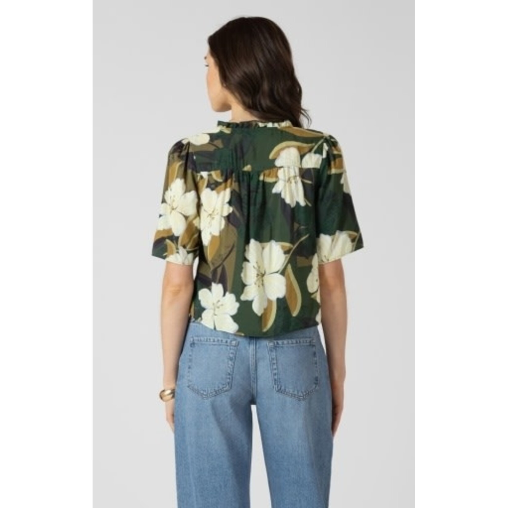 Dex Clothing 2723707 D - Button Front Ruffle Trim Blouse