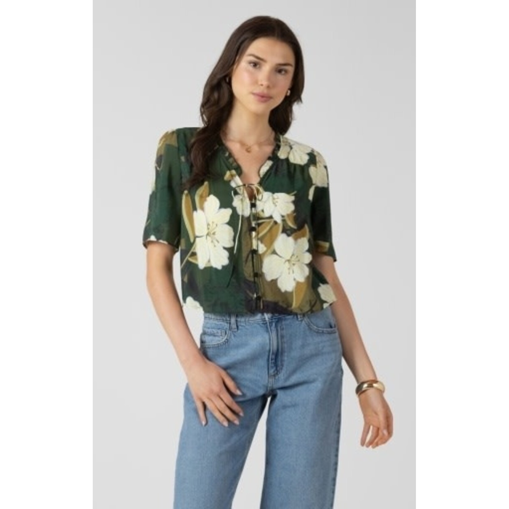 Dex Clothing 2723707 D - Button Front Ruffle Trim Blouse