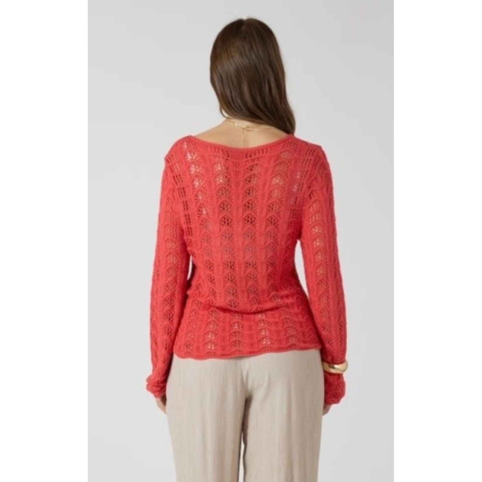 Dex Clothing 2727009 D - Scalloped Open Work Sweater