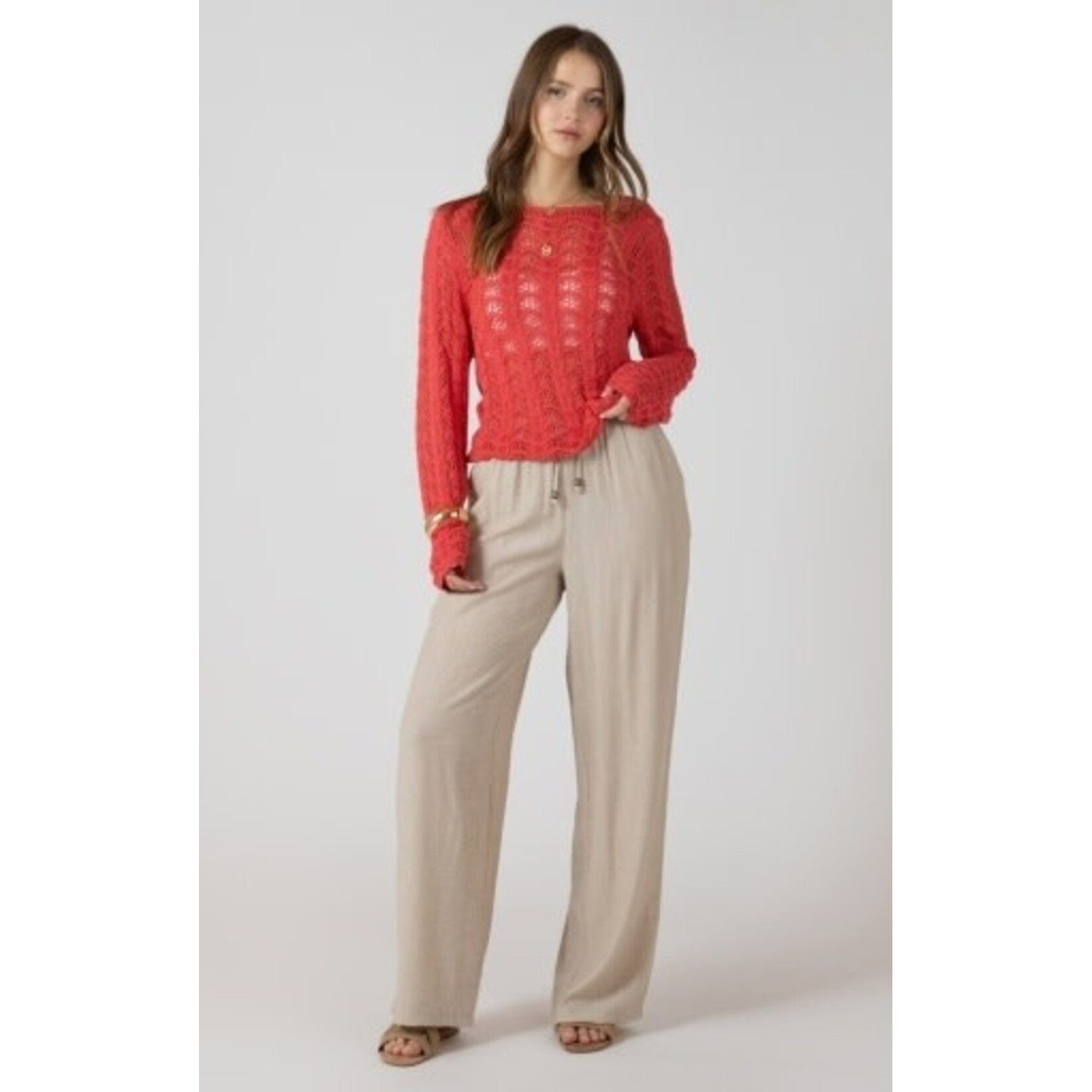 Dex Clothing 2727009 D - Scalloped Open Work Sweater