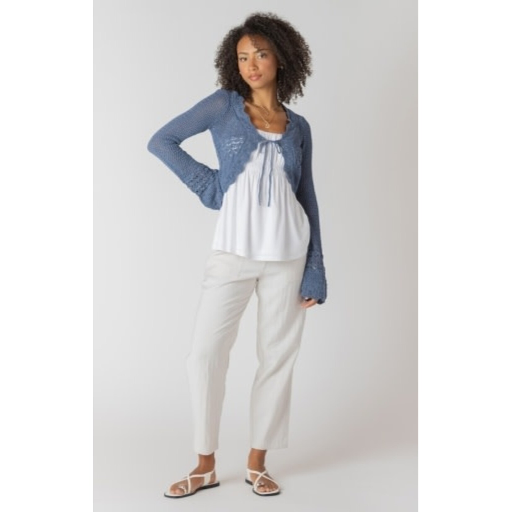 Room 34 2727253 DG - Tie Front Crochet Cardigan