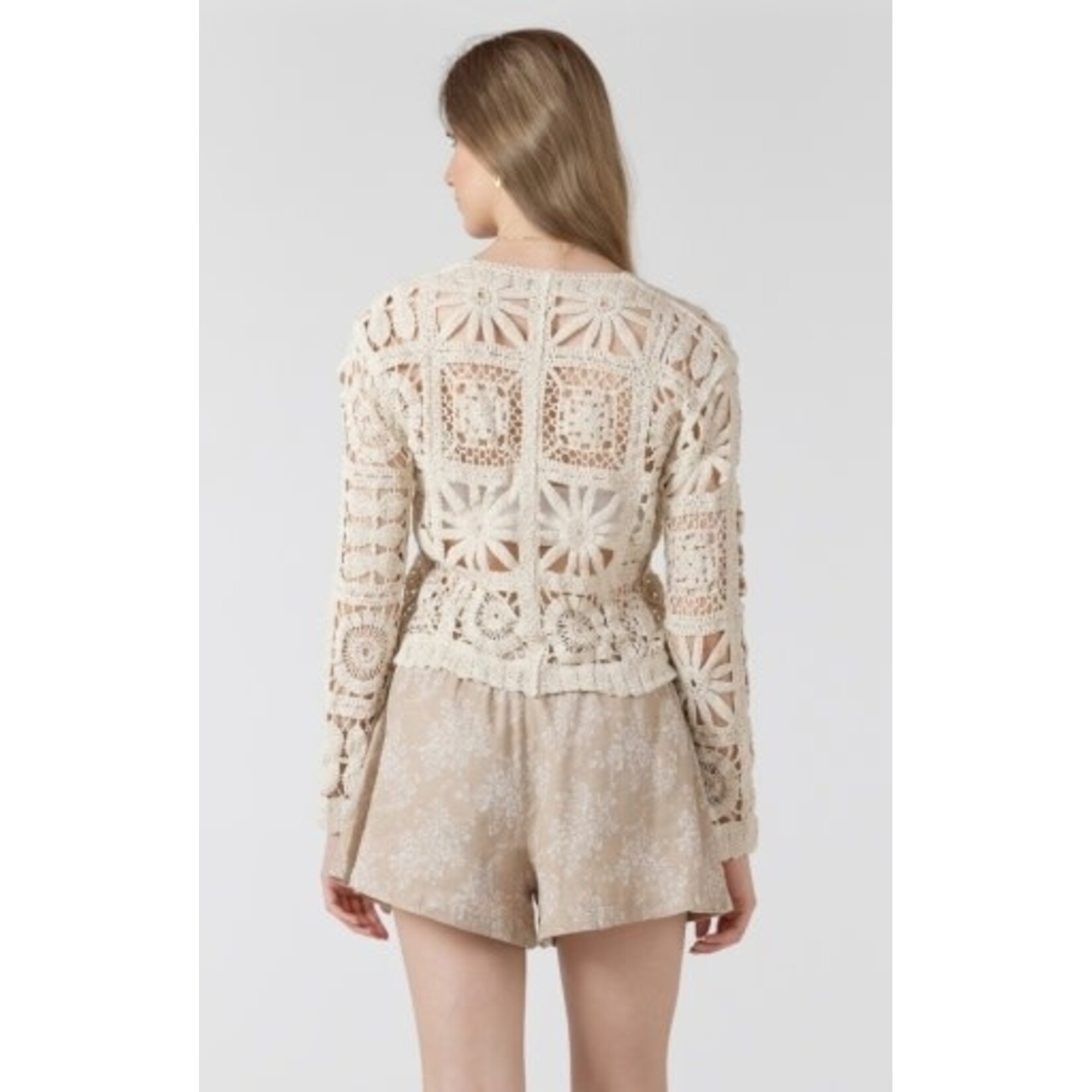Black Tape 2727257 T - Embroidered Square Pattern Cardigan