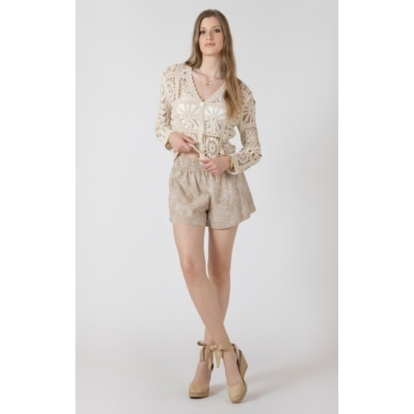 Black Tape 2727257 T - Embroidered Square Pattern Cardigan