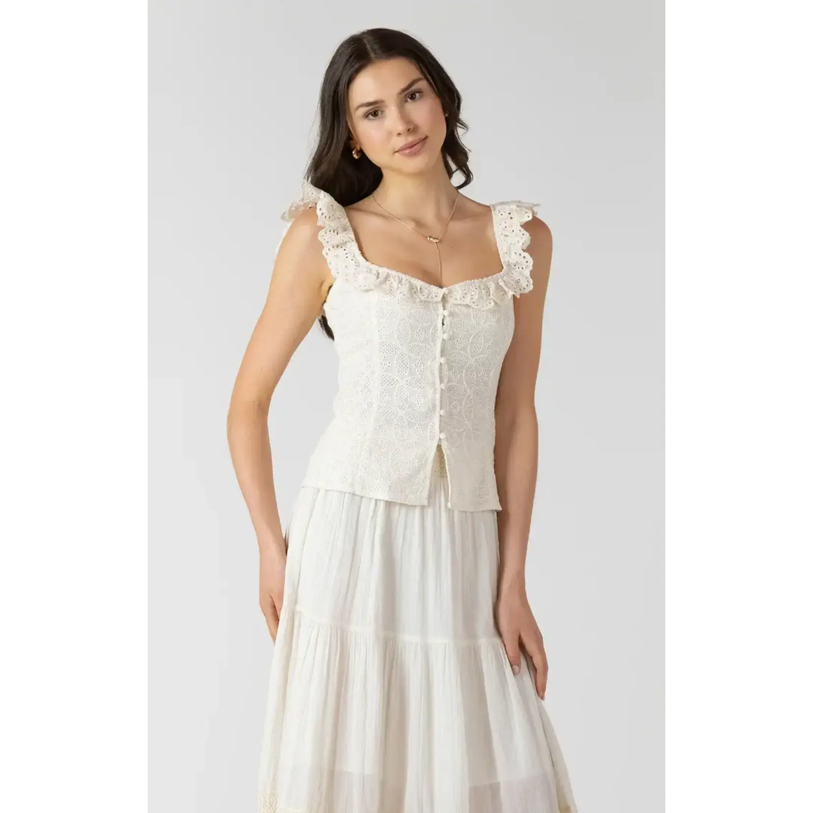 Dex Clothing 2723504 D - Button Front Eyelet Tank Top