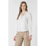 Black Tape Tie-Cuff Lace Insert Blouse