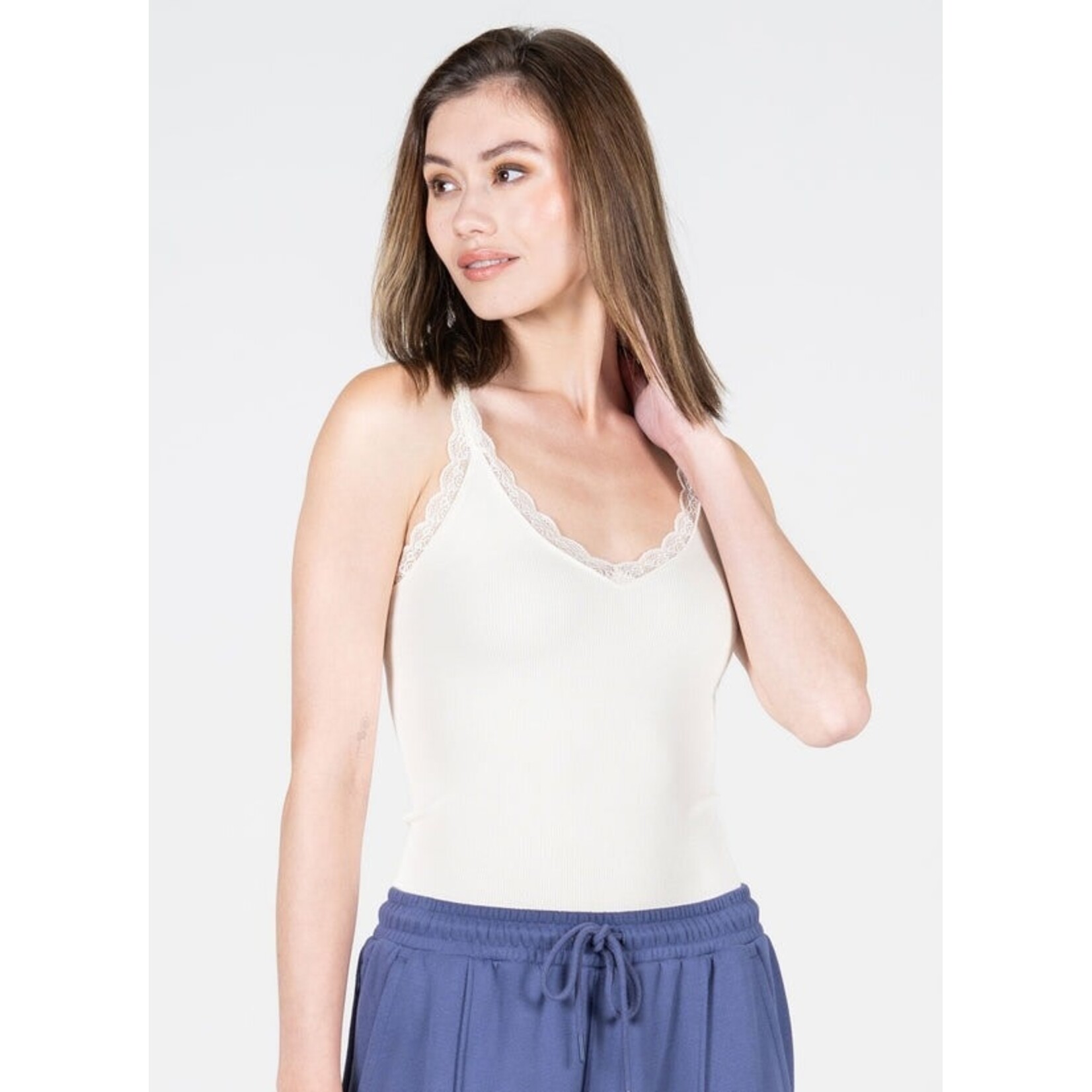 C'est Moi CEBT1004 - Bamboo Tank with Lace Trim