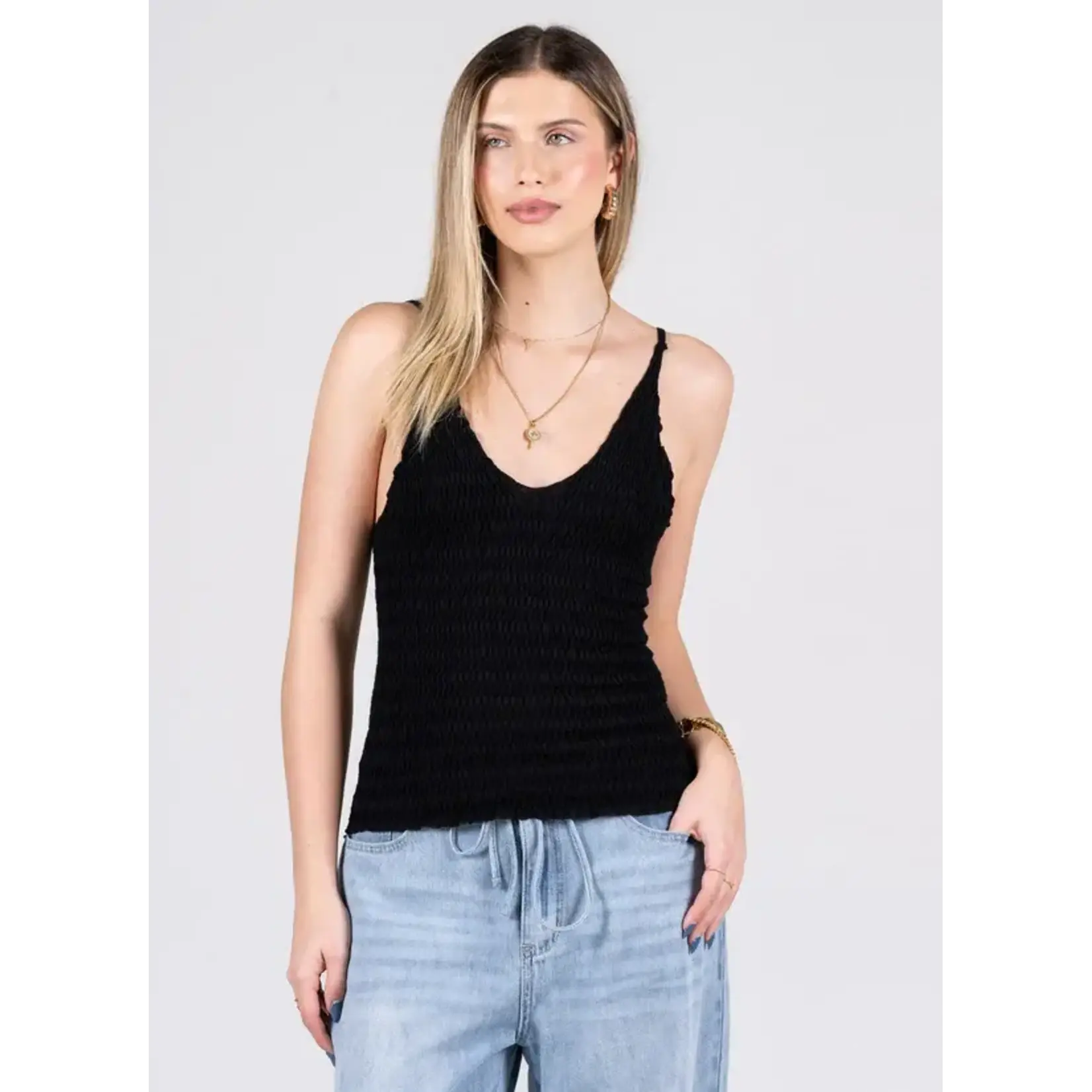 C'est Moi CEBT1116 - Seamless Smocked Puckered Cami