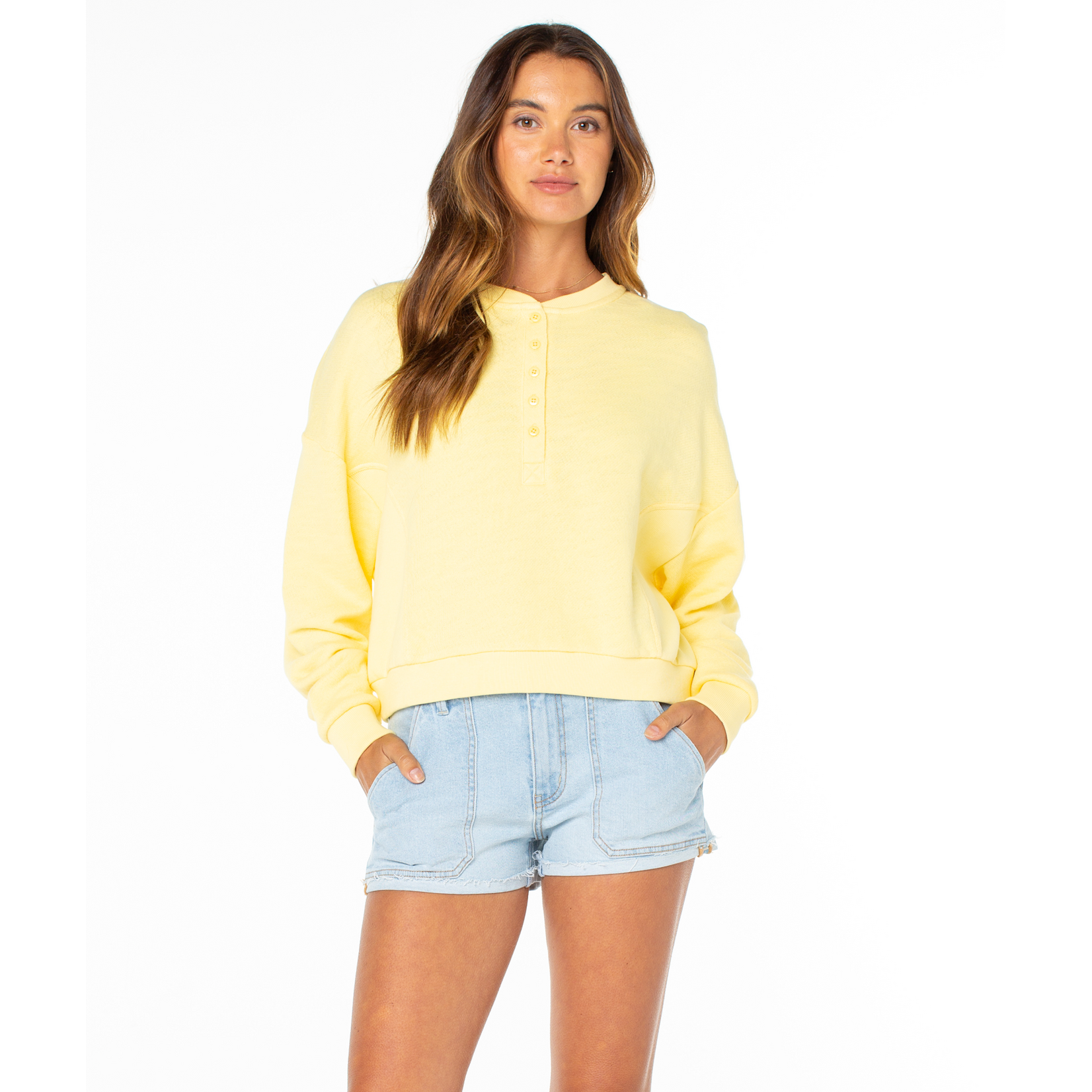 Roxy RF72186AUC00 - Overcast Sweatshirt with Buttons