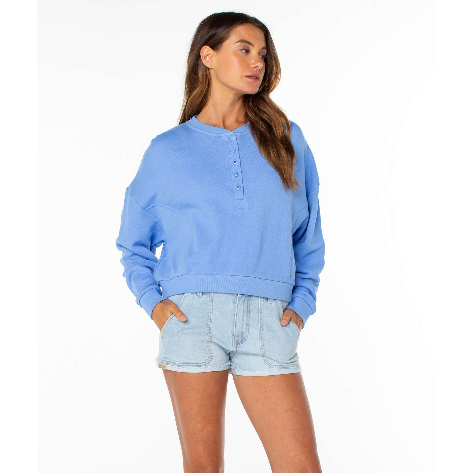 Roxy RF72186AUC00 - Overcast Sweatshirt with Buttons