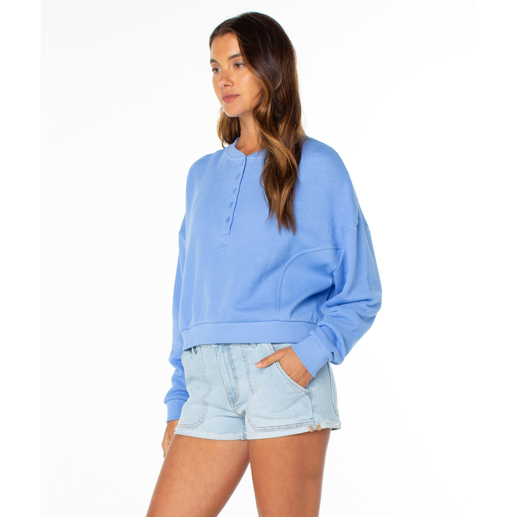 Roxy RF72186AUC00 - Overcast Sweatshirt with Buttons