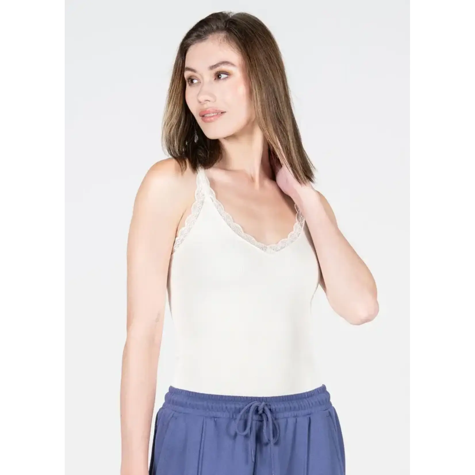 C'est Moi CEBT1004 - Bamboo Tank with Lace Trim