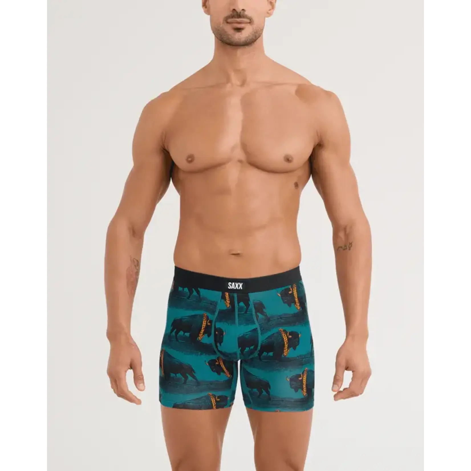 SAXX Underwear Vibe Xtra Soft Comfort Boxer Brief with Fly - Bison Bling
