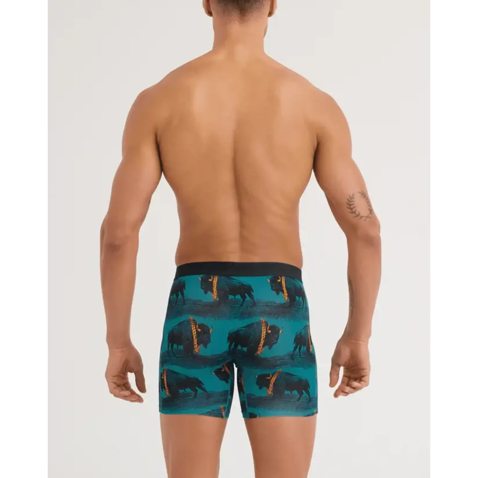 SAXX Underwear Vibe Xtra Soft Comfort Boxer Brief with Fly - Bison Bling