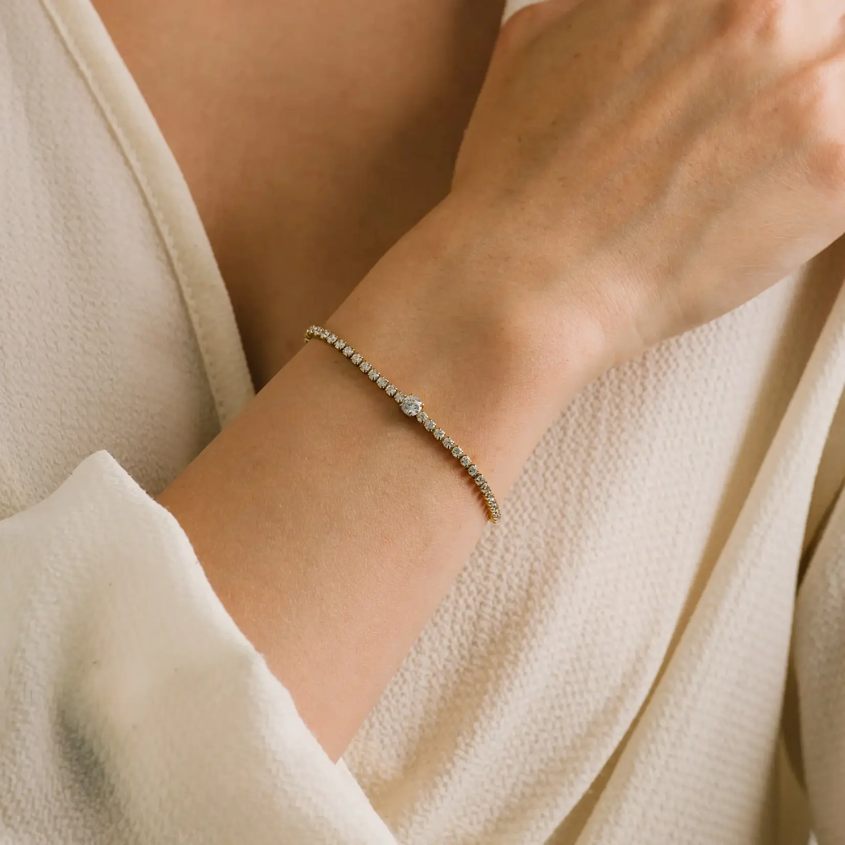 Lover's Tempo Luma CZ Tennis Bracelet 6.5-7.75" - 18K Gold PVD, Waterproof/Tarnishproof, Hypoallergenic