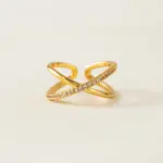 Lover's Tempo CZ X Ring - Gold