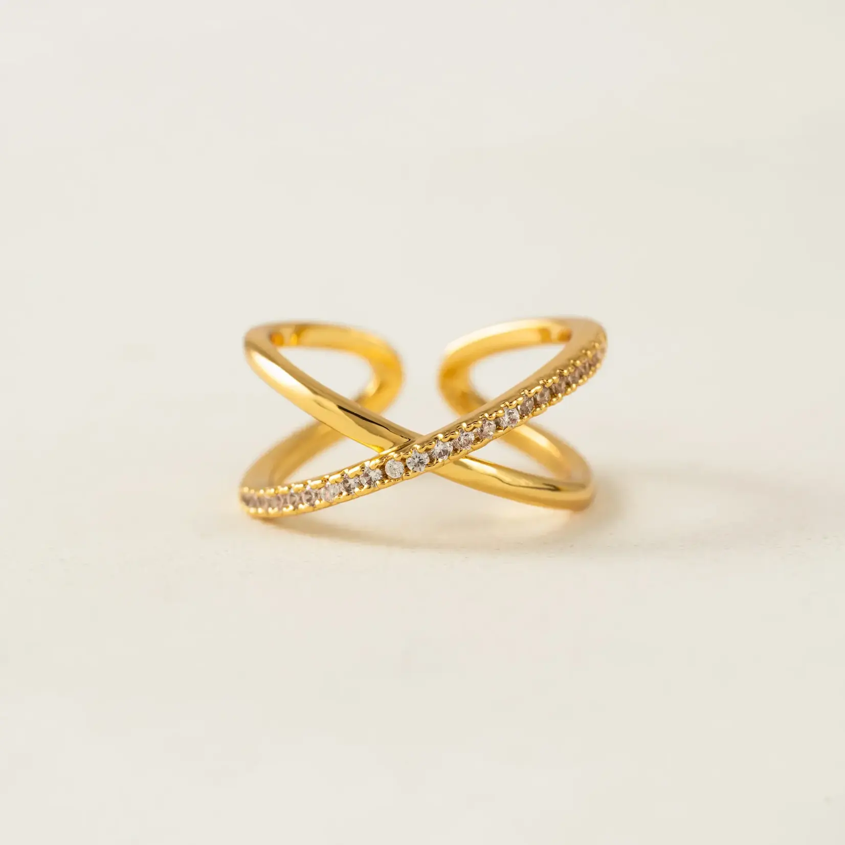 Lover's Tempo CZ X Ring - Gold