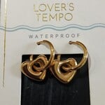 Lover's Tempo Heart Charm Earrings - Gold