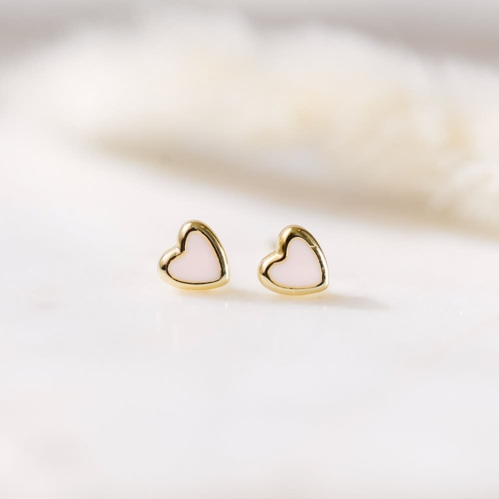 Glee Cherish Heart Studs - Rose Quartz and Sterling Silver Plater