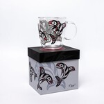 Native Northwest Double Walled Glass Mug - Raven Fin Killer Whale by  Darrel Amos