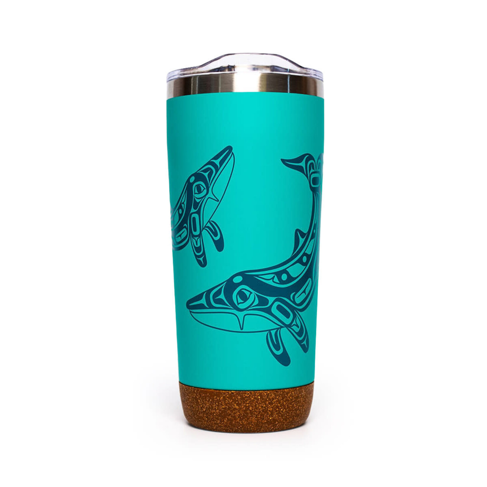 Native Northwest Cork Base Travel Mug 20 oz - Humpback Whale by Gordon White