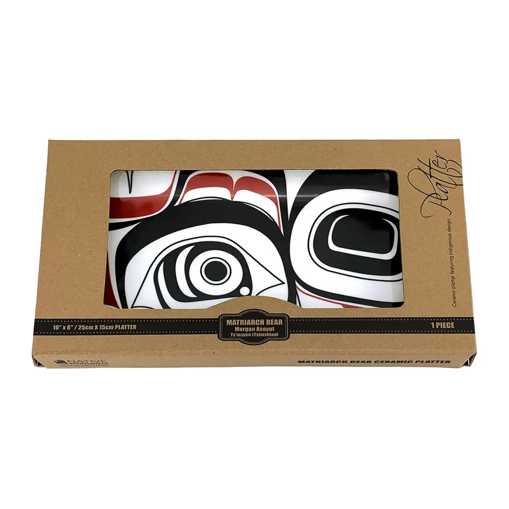 Native Northwest Rectangular Platter - Matriarch Bear by Morgan Asoyuf