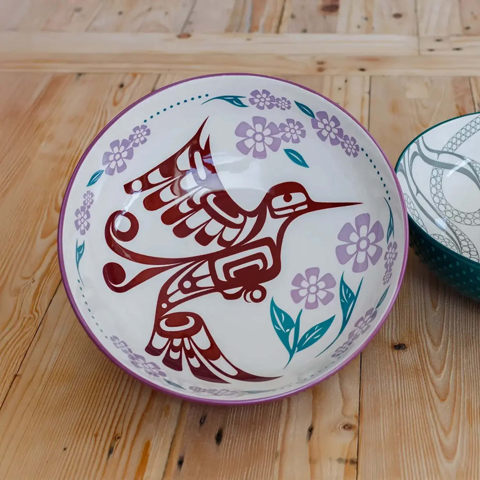 Native Northwest Porcelain Art Serving Bowl (Large) - Hummingbird by Francis Dick