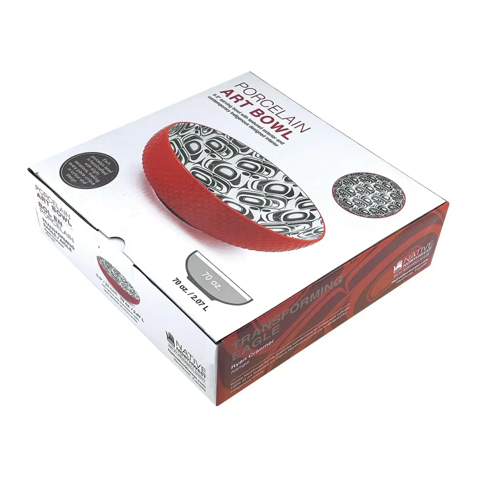 Native Northwest Porcelain Art Serving Bowl (Large) - Transforming Eagle by Ryan Cranmer