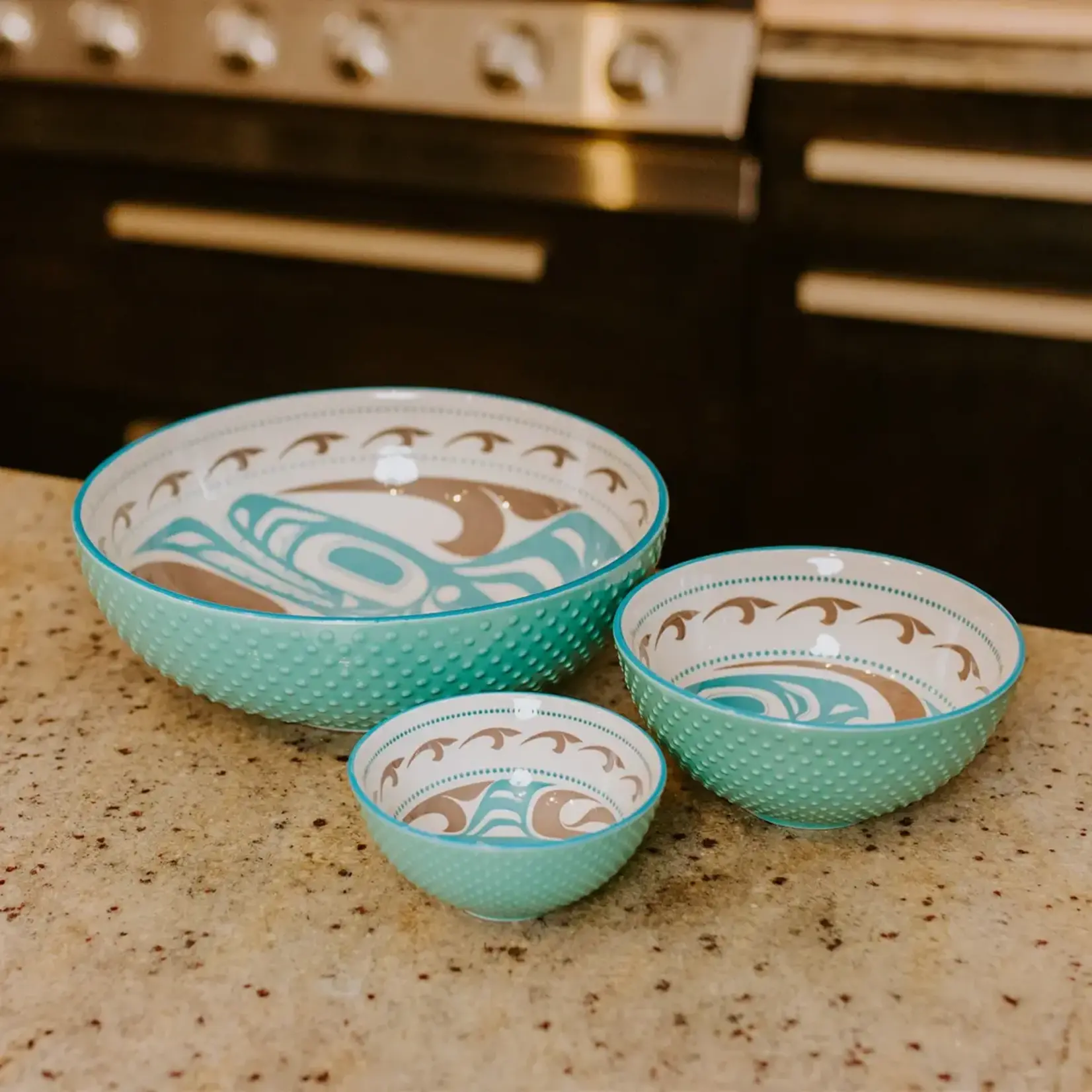 Native Northwest Porcelain Art Serving Bowl (Large) - Killer Whale by Trevor Angus