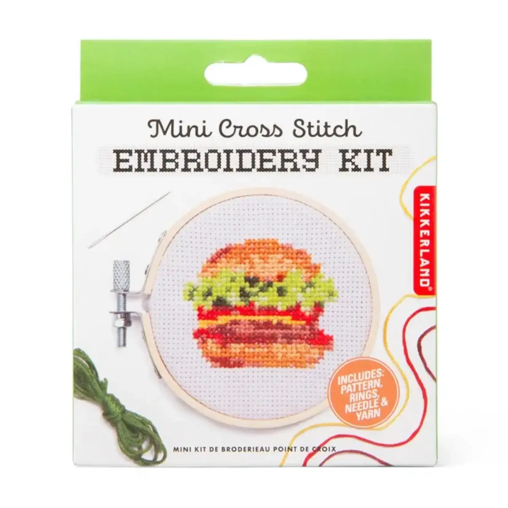 Kikkerland Burger Mini Cross Embroidery Kit