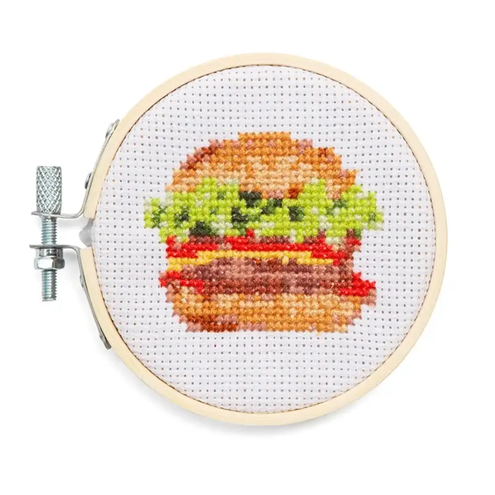 Kikkerland Burger Mini Cross Embroidery Kit