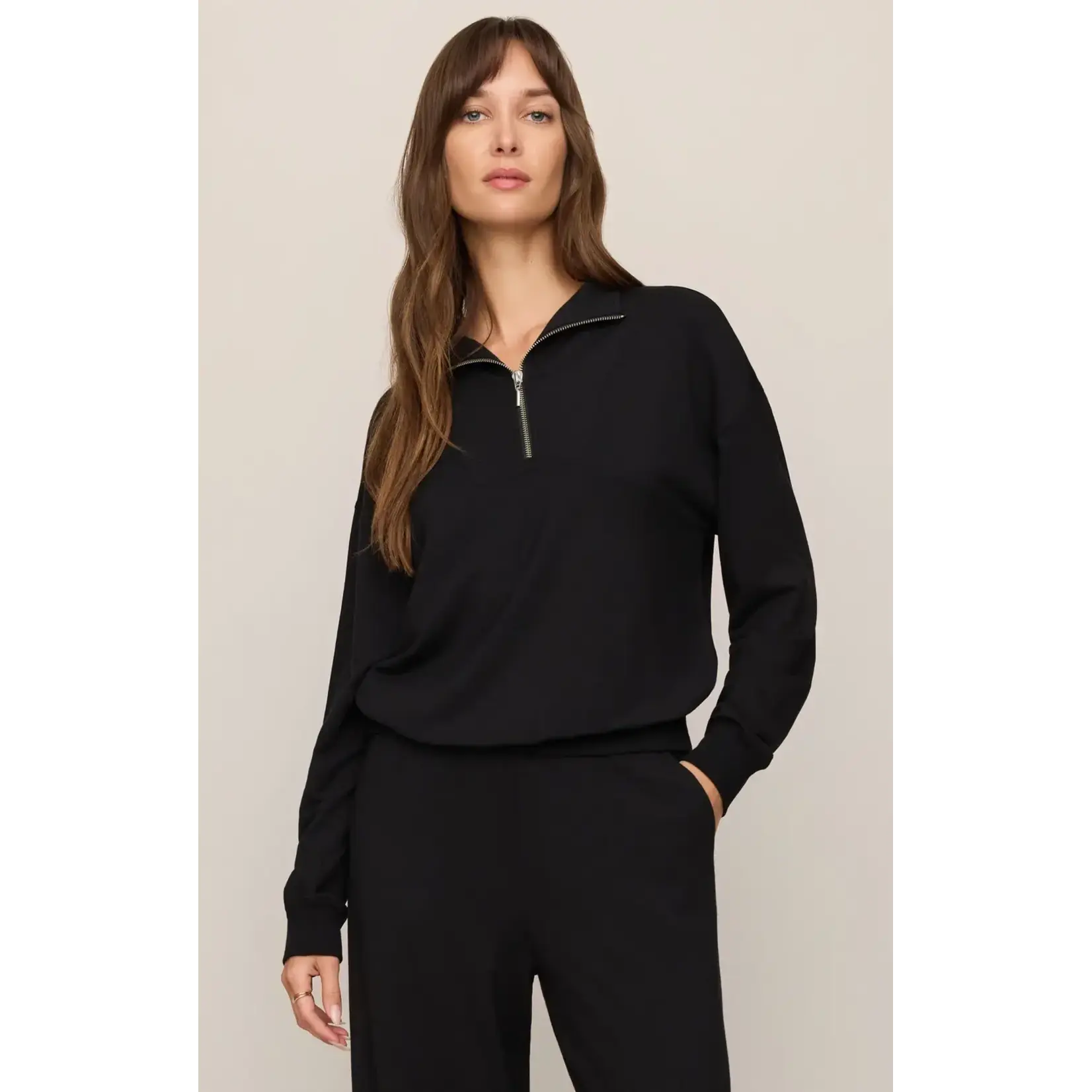Z Supply Gate Check Modal Sweatshirt with 3/4 Zip