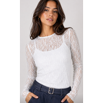 C'est Moi Smooth Talking Stretch Lace Long-Sleeve Layering Top