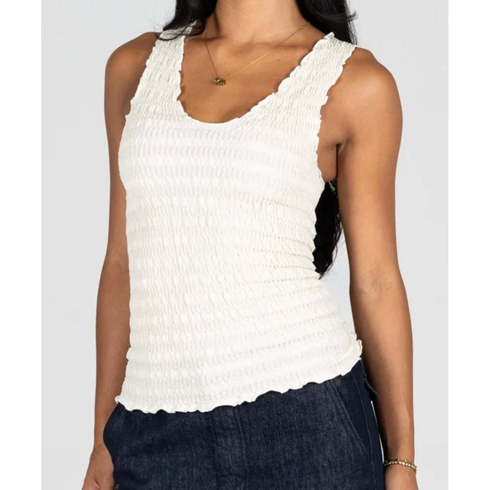 C'est Moi Favorite Find Smocked V-Neck Tank