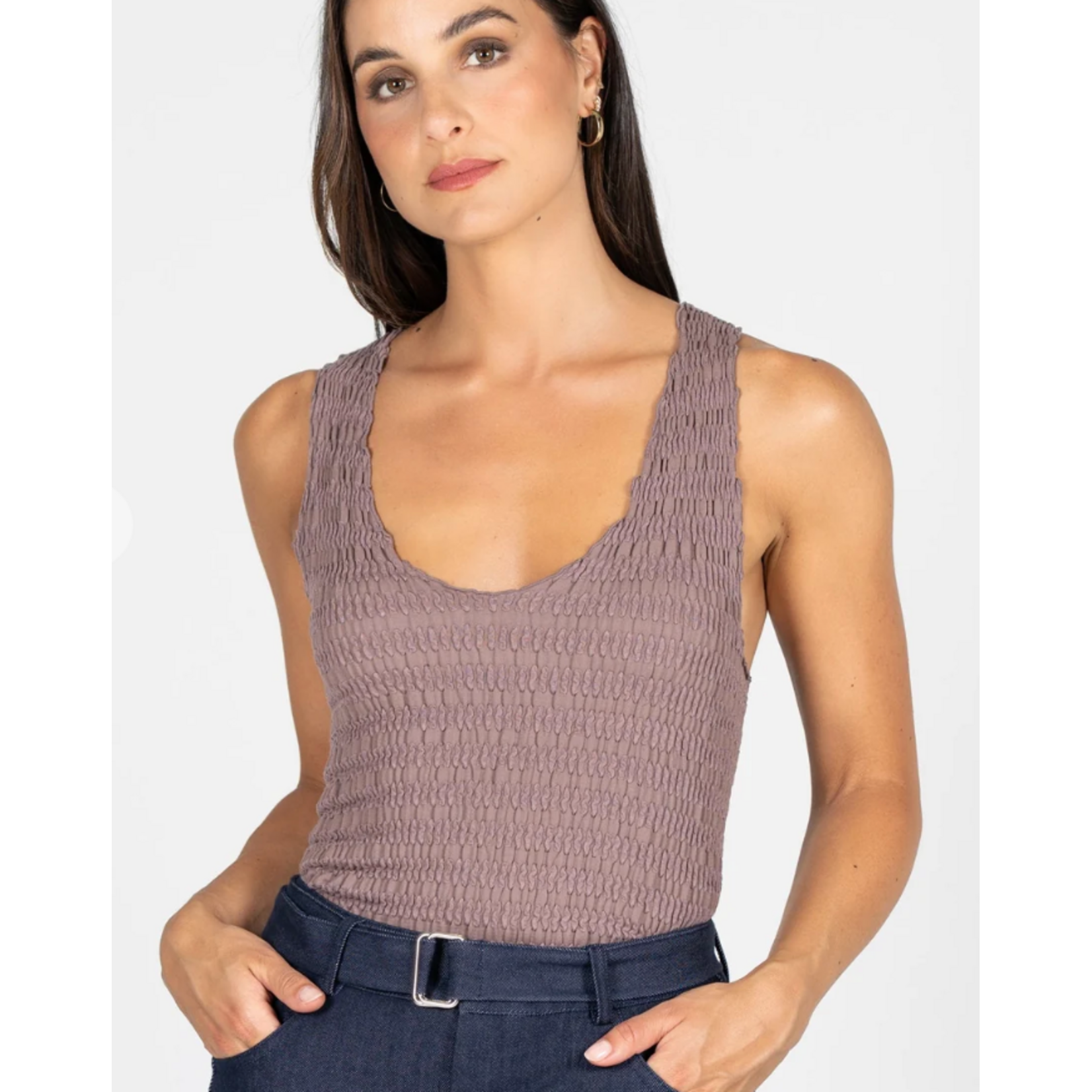 C'est Moi Favorite Find Smocked V-Neck Tank
