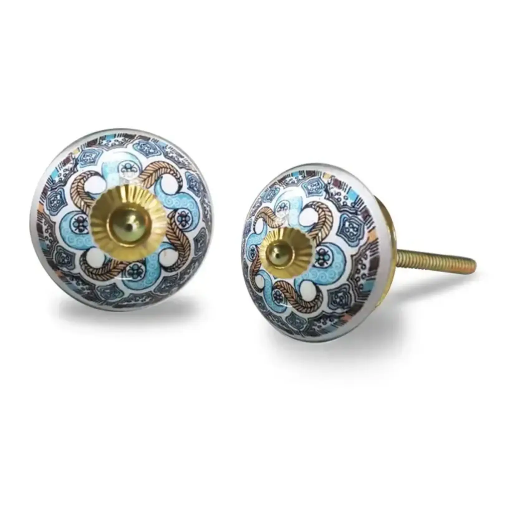 Ceramic Blue & Brown Decorative Knobs