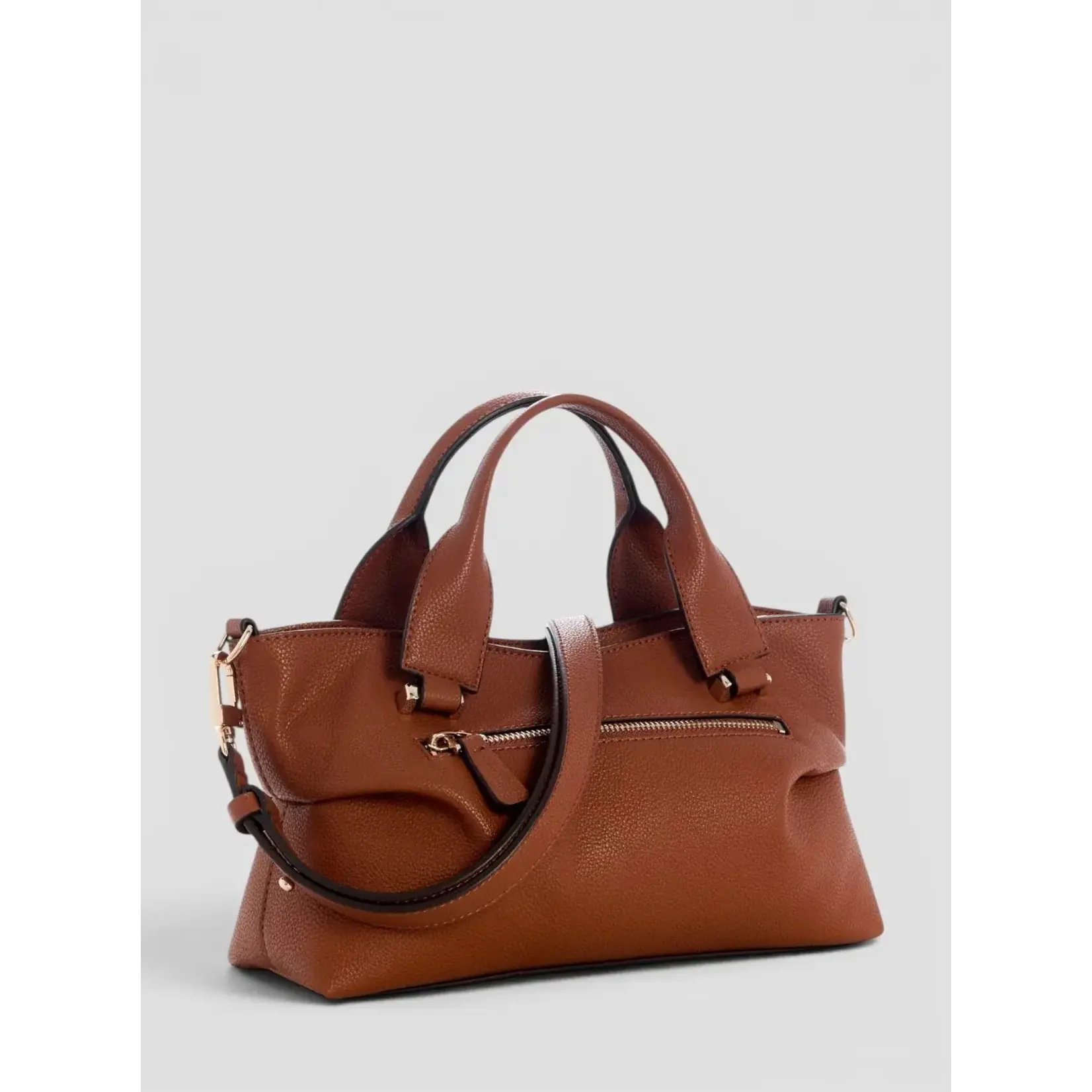Guess Suzy Mini 3 Compartment Satchel - Cognac Brown