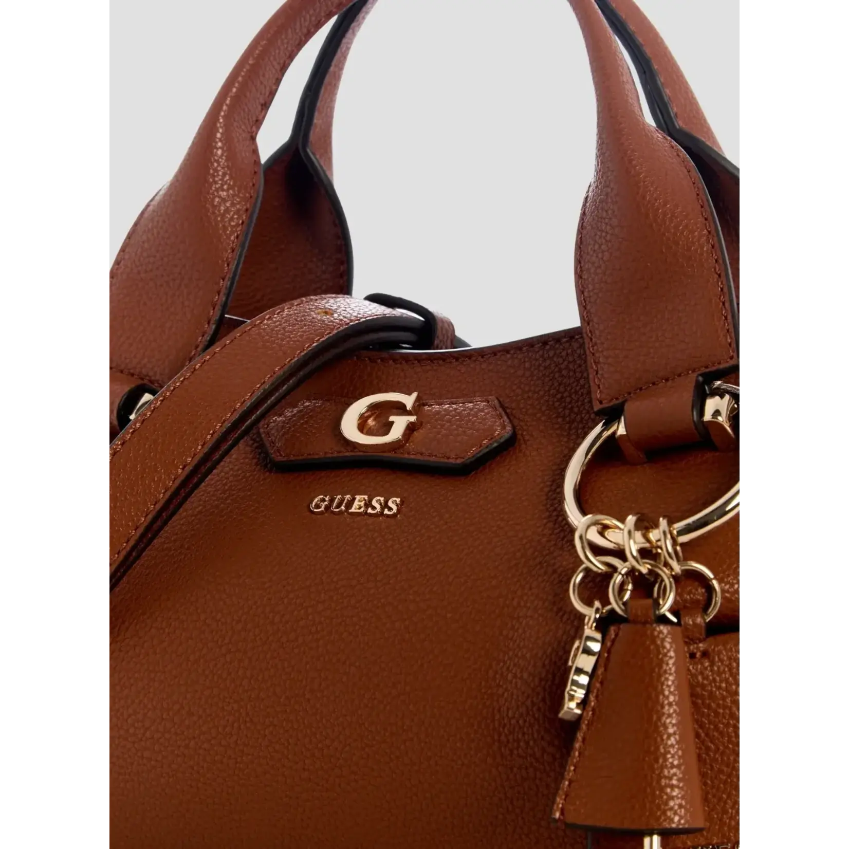 Guess Suzy Mini 3 Compartment Satchel - Cognac Brown
