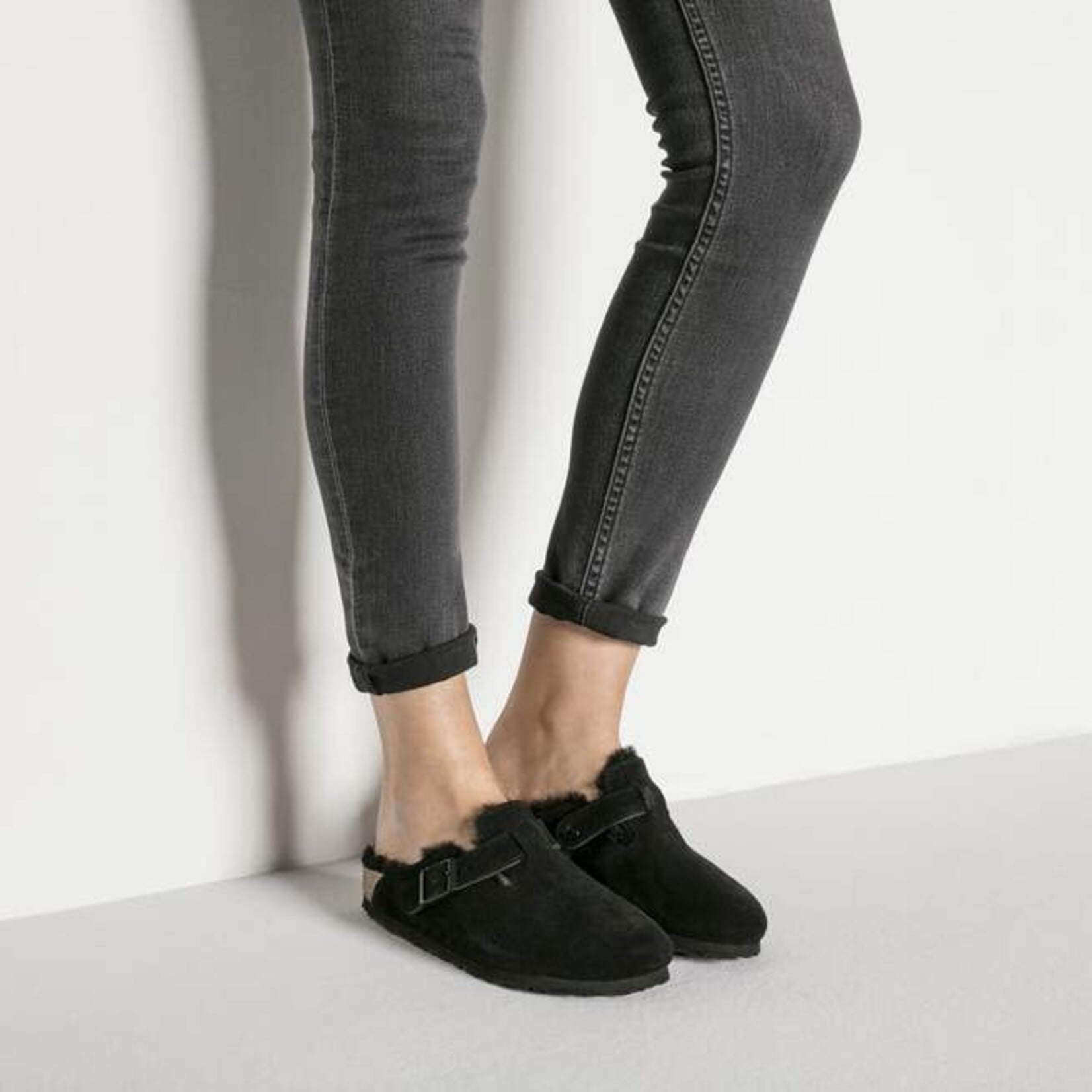 Birkenstock Boston Shearling Suede Leather Clog