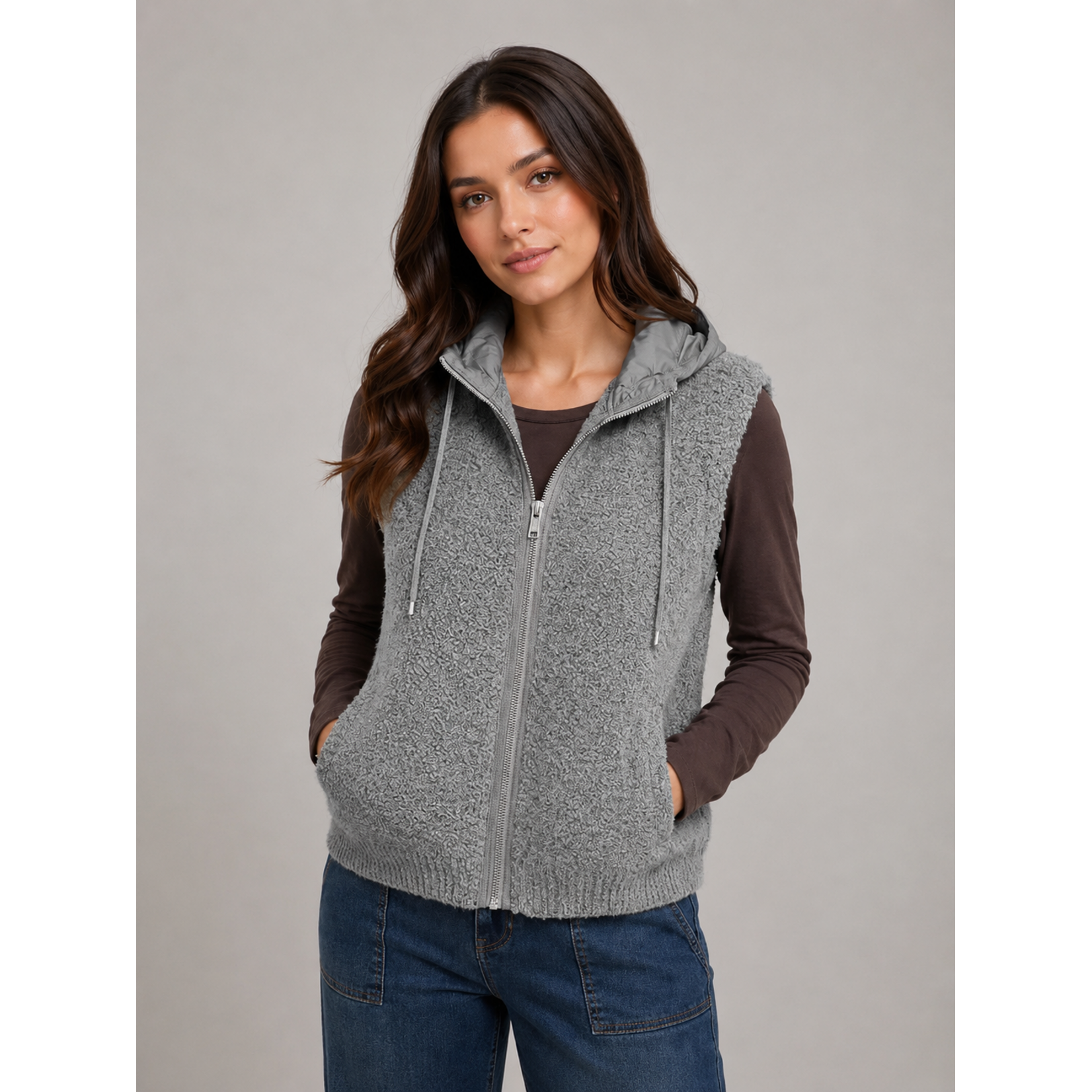 Dex Clothing 2827752 D - Hooded Bouclé Vest