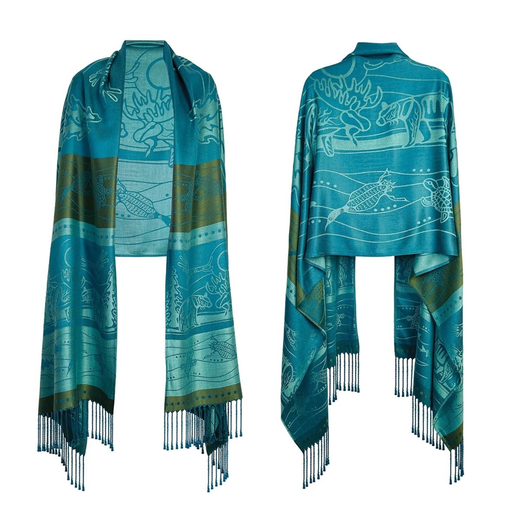 Native Northwest Shawl - All My Relatives (Indinawemaaganidag) by Storm Angeconeb