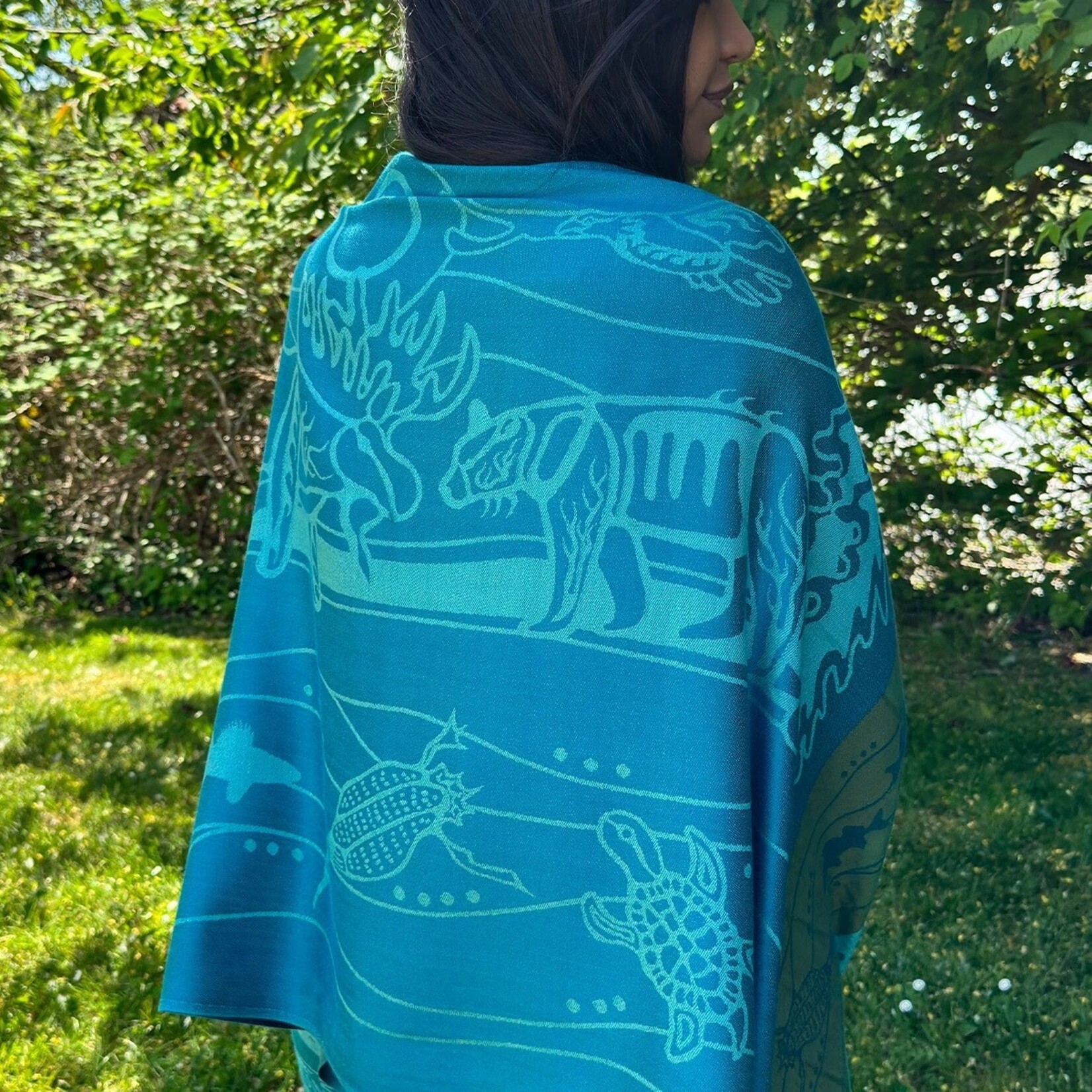 Native Northwest Shawl - All My Relatives (Indinawemaaganidag) by Storm Angeconeb