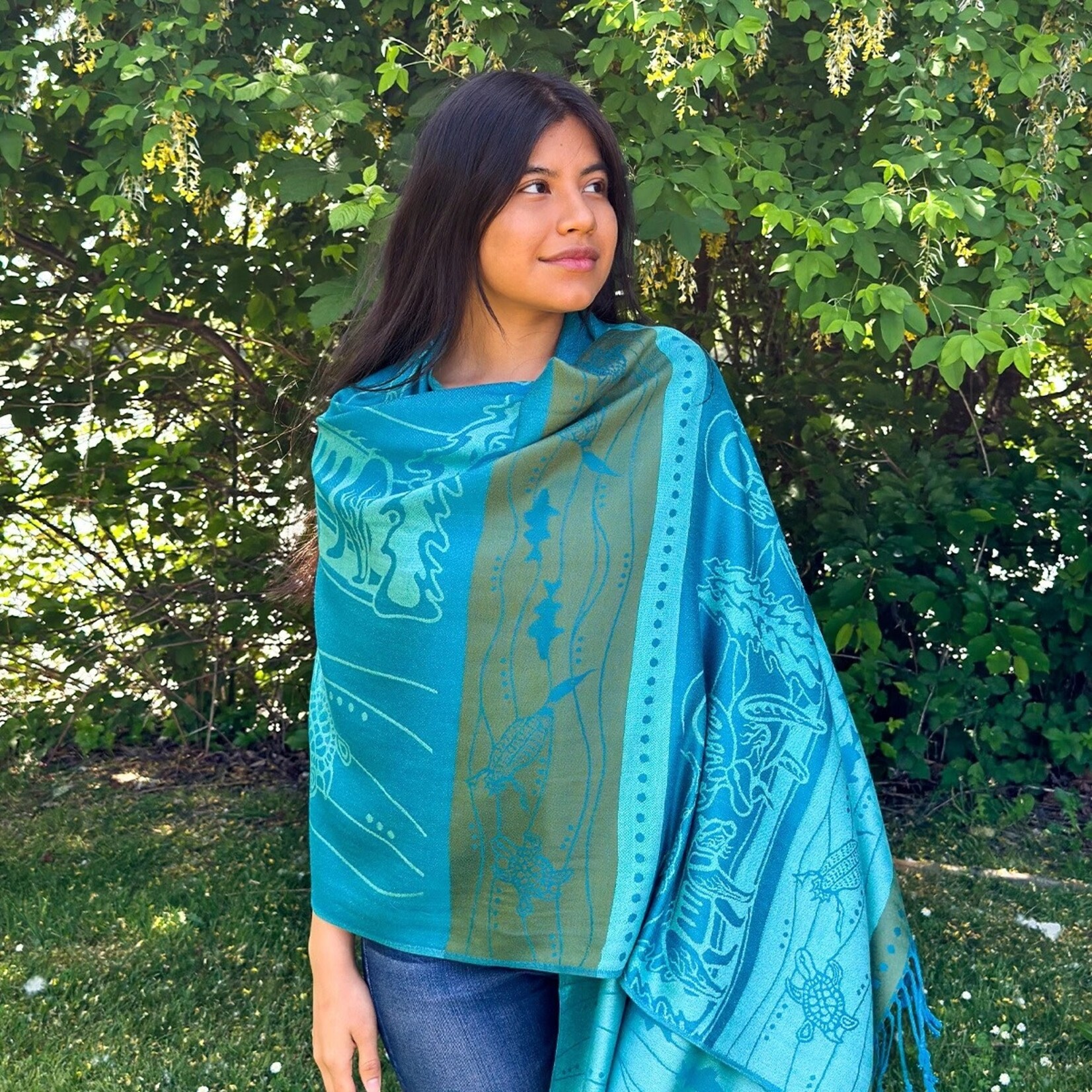 Native Northwest Shawl - All My Relatives (Indinawemaaganidag) by Storm Angeconeb