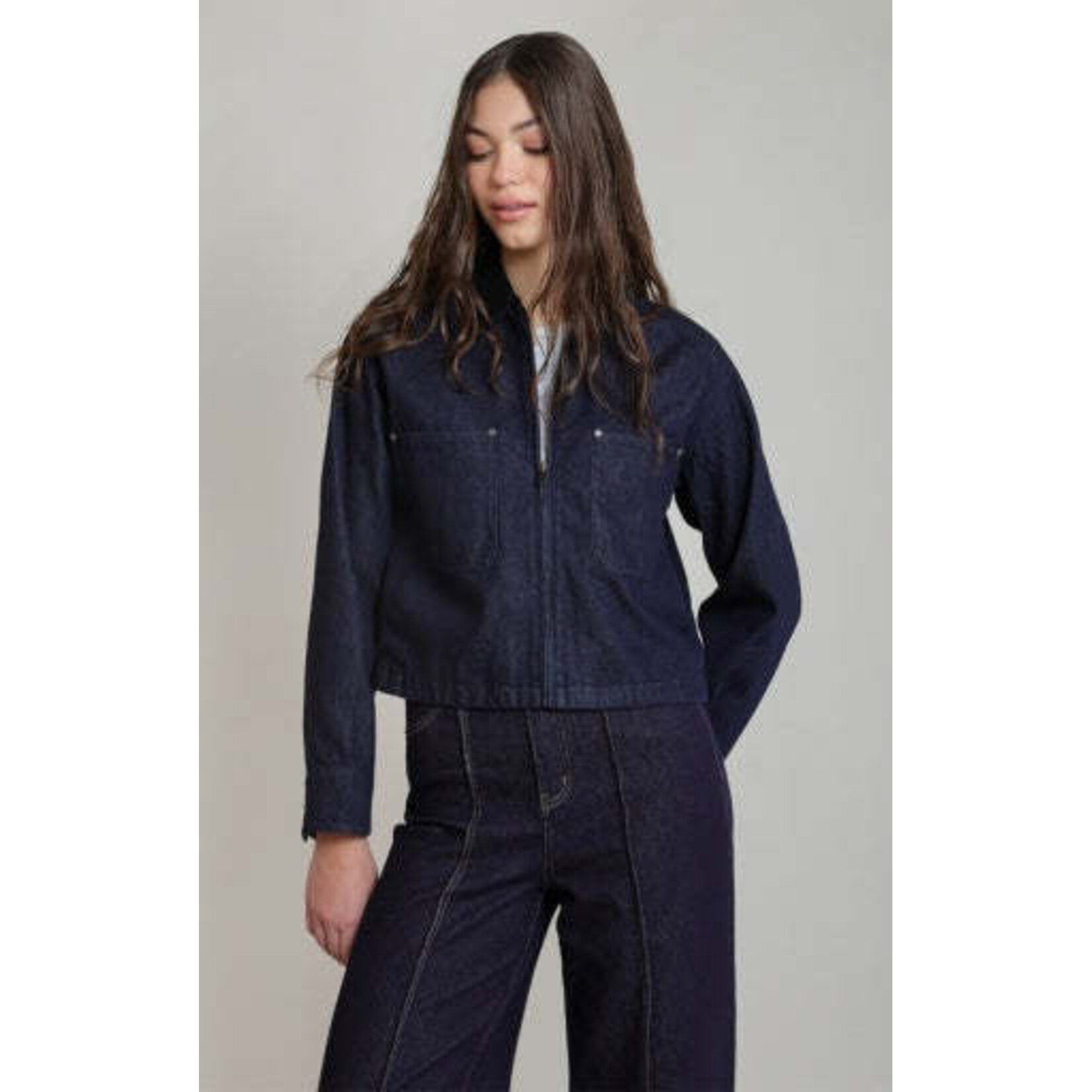 Dex Clothing 2825750 D - Corduroy Collar Denim Jacket