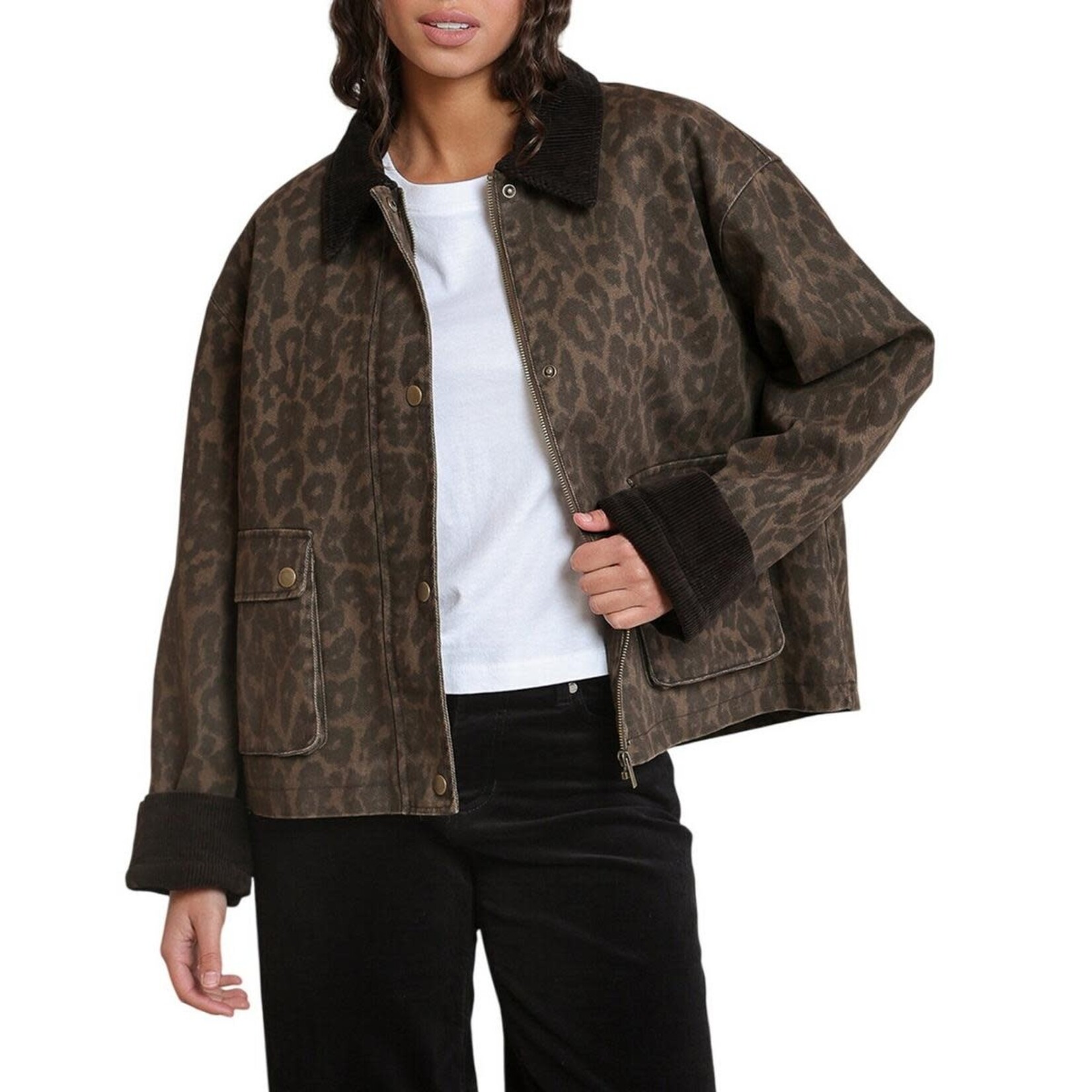 Dex Clothing 2825751 D - Leopard Denim Jacket