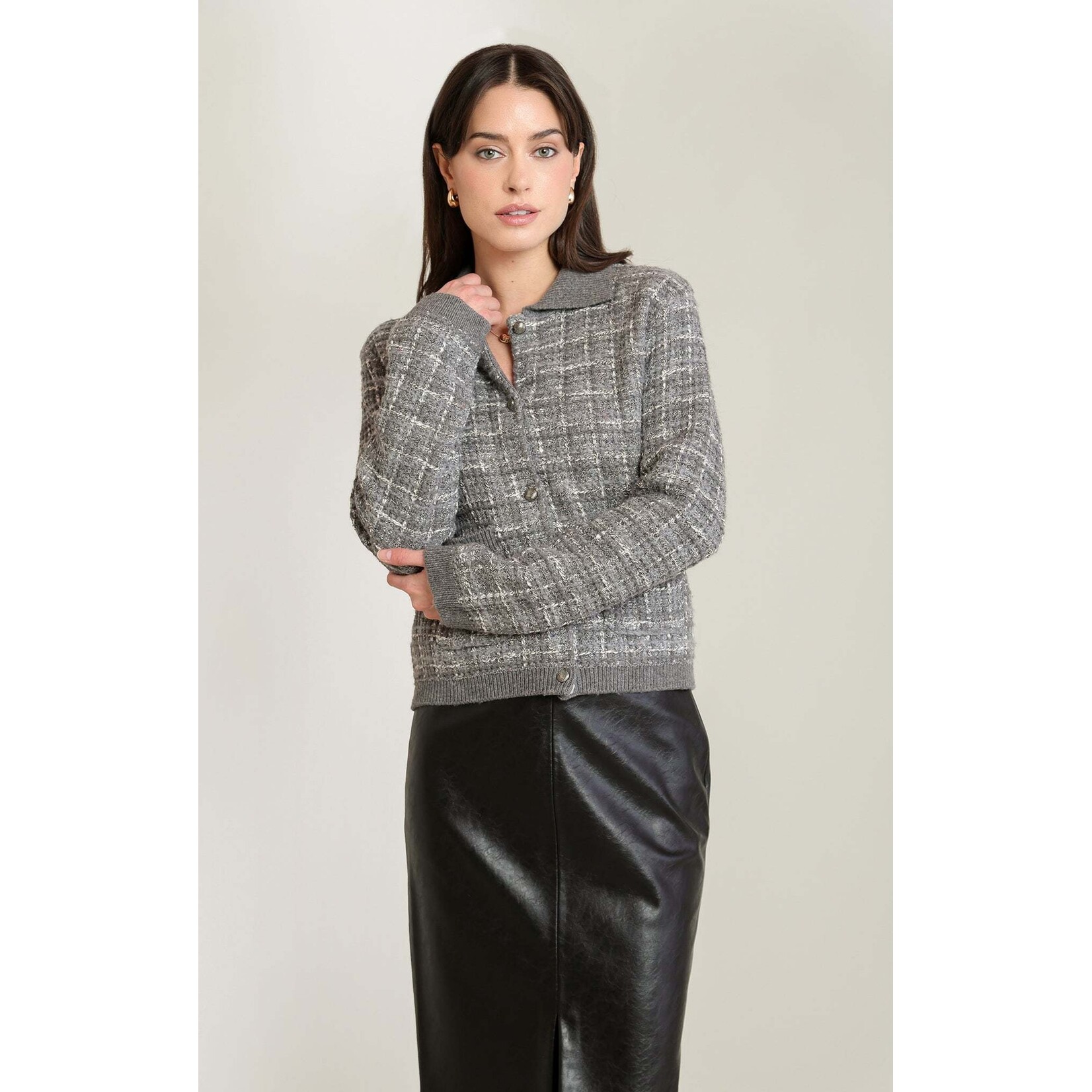 Black Tape 2827281 T - Tweed Sweater Cardigan