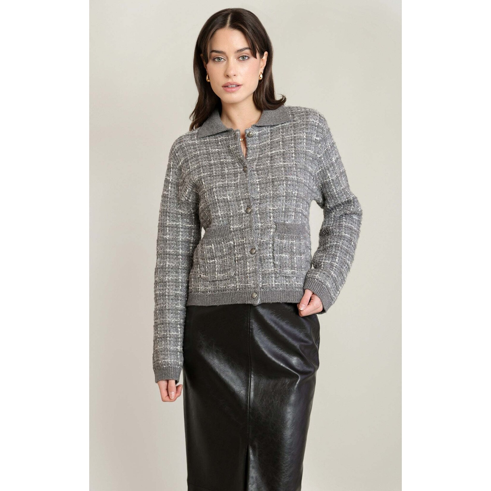 Black Tape 2827281 T - Tweed Sweater Cardigan